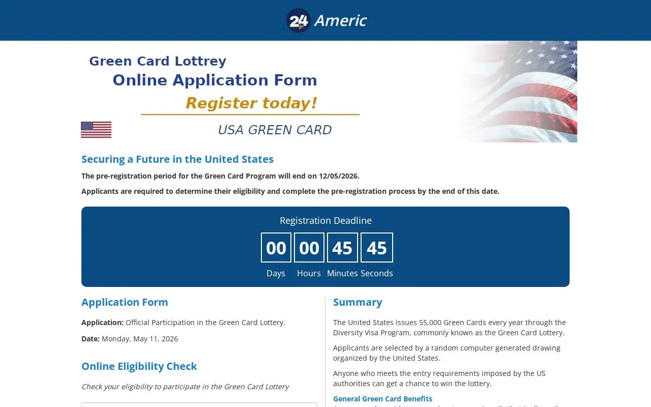 Landing page screenshot