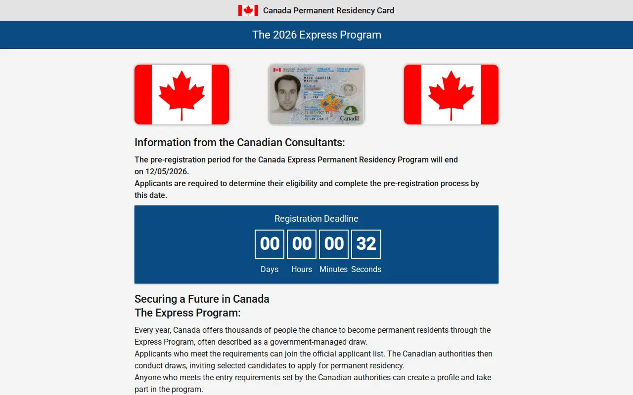 Landing page screenshot