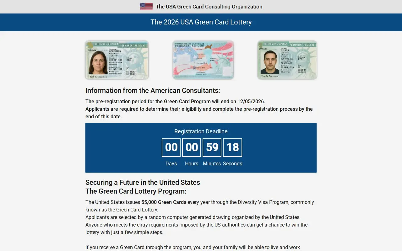 Landing page screenshot