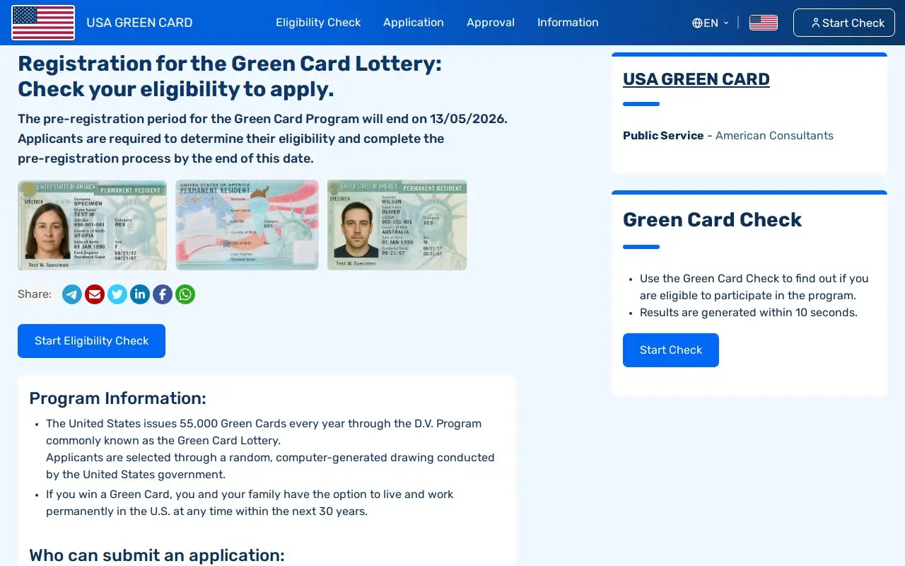 Landing page screenshot