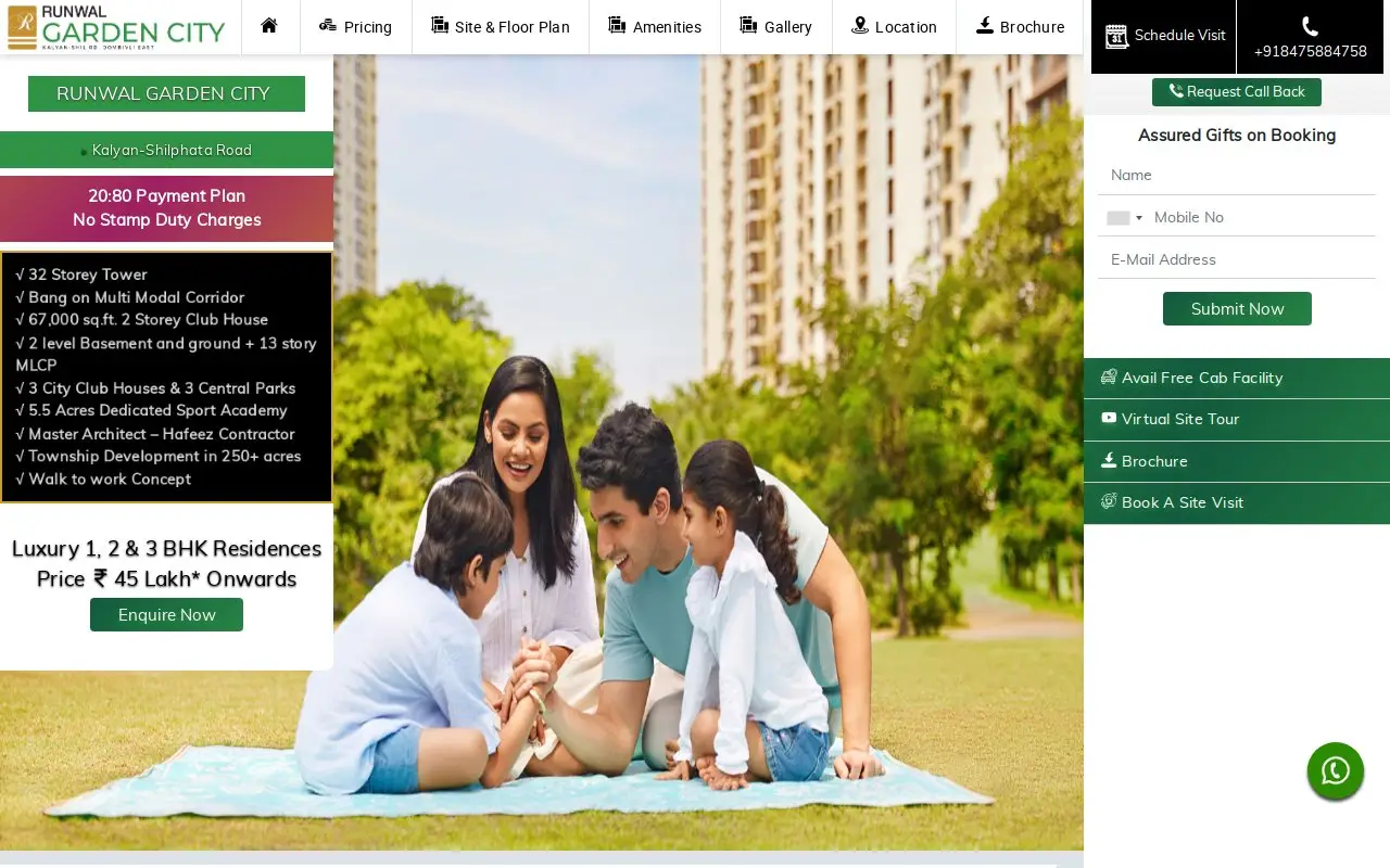 Landing page screenshot