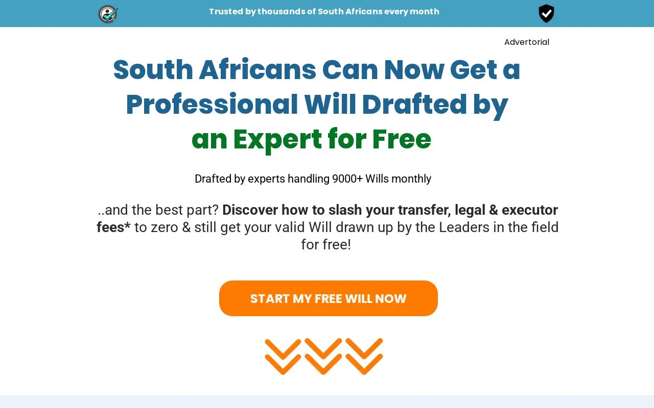 Landing page screenshot