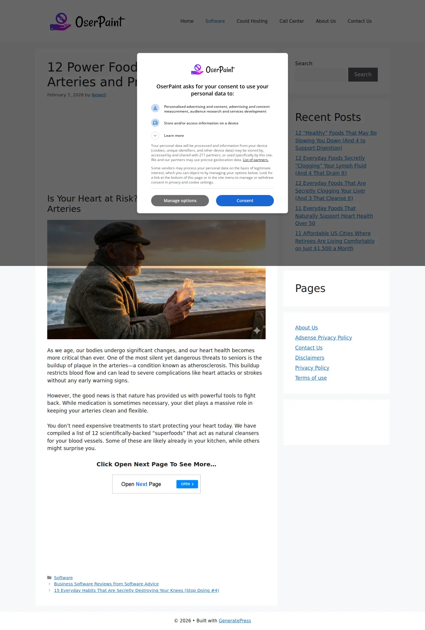 Landing page screenshot