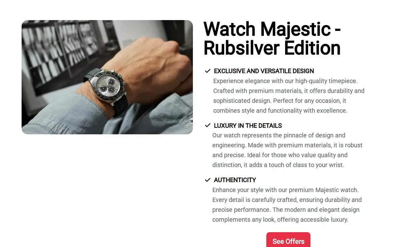 Landing page screenshot