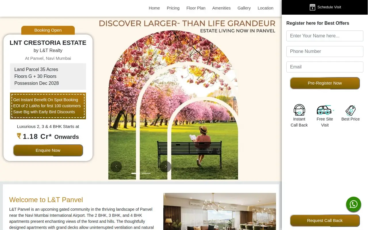 Landing page screenshot