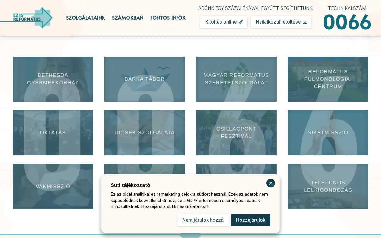 Landing page screenshot