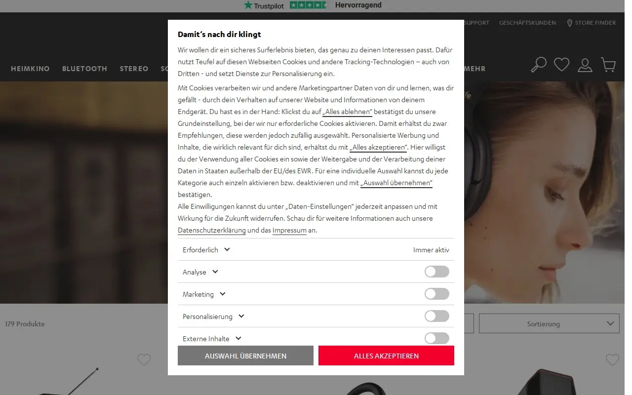 Landing page screenshot