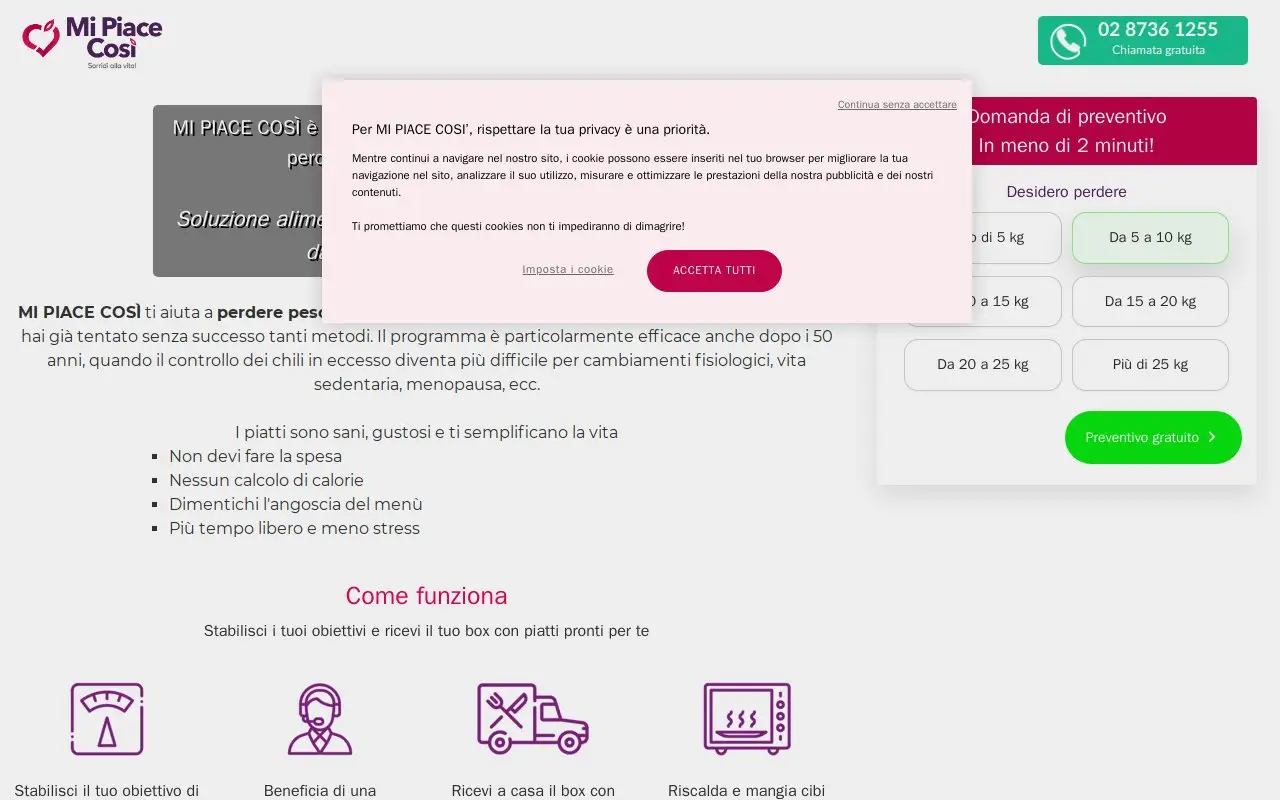 Landing page screenshot