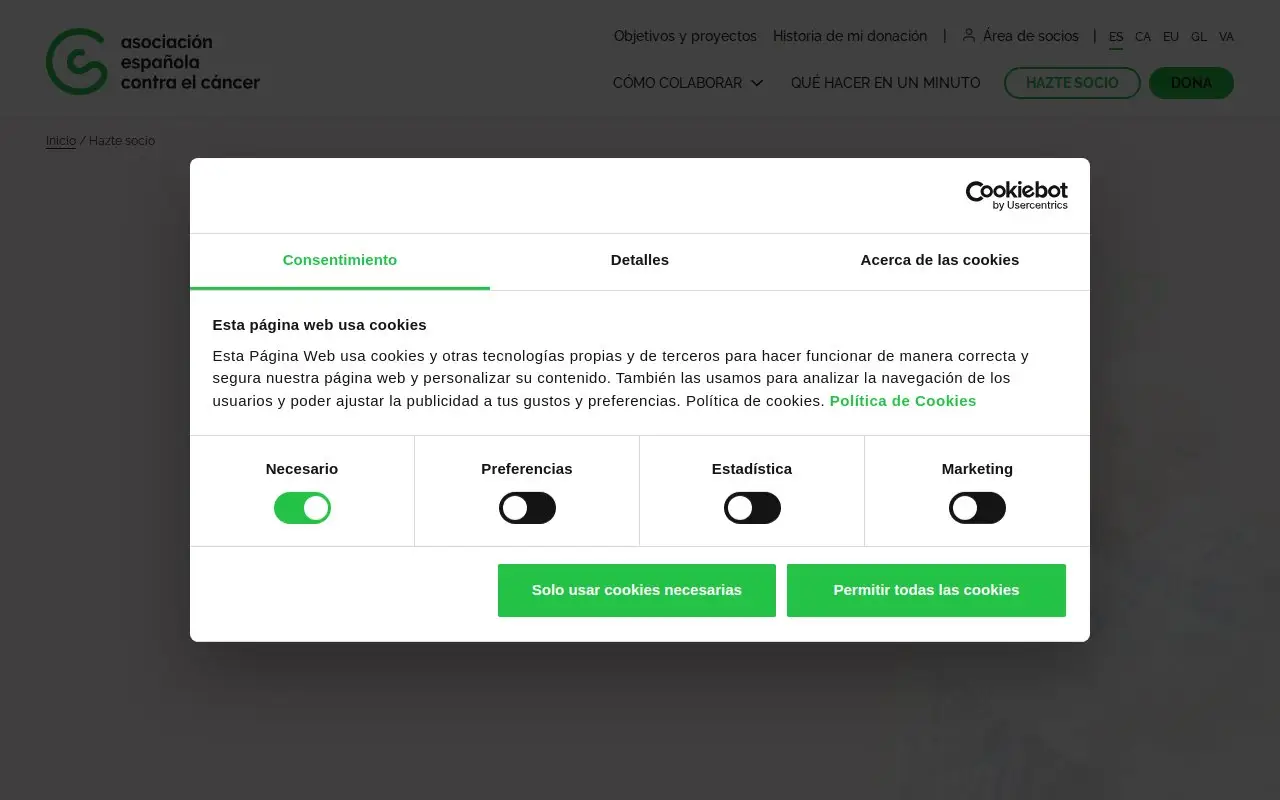 Landing page screenshot