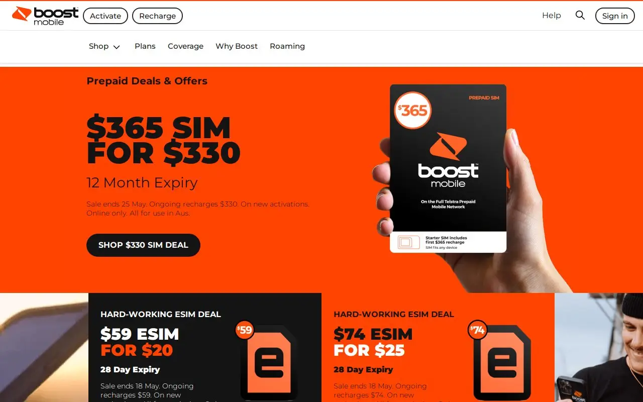 Landing page screenshot