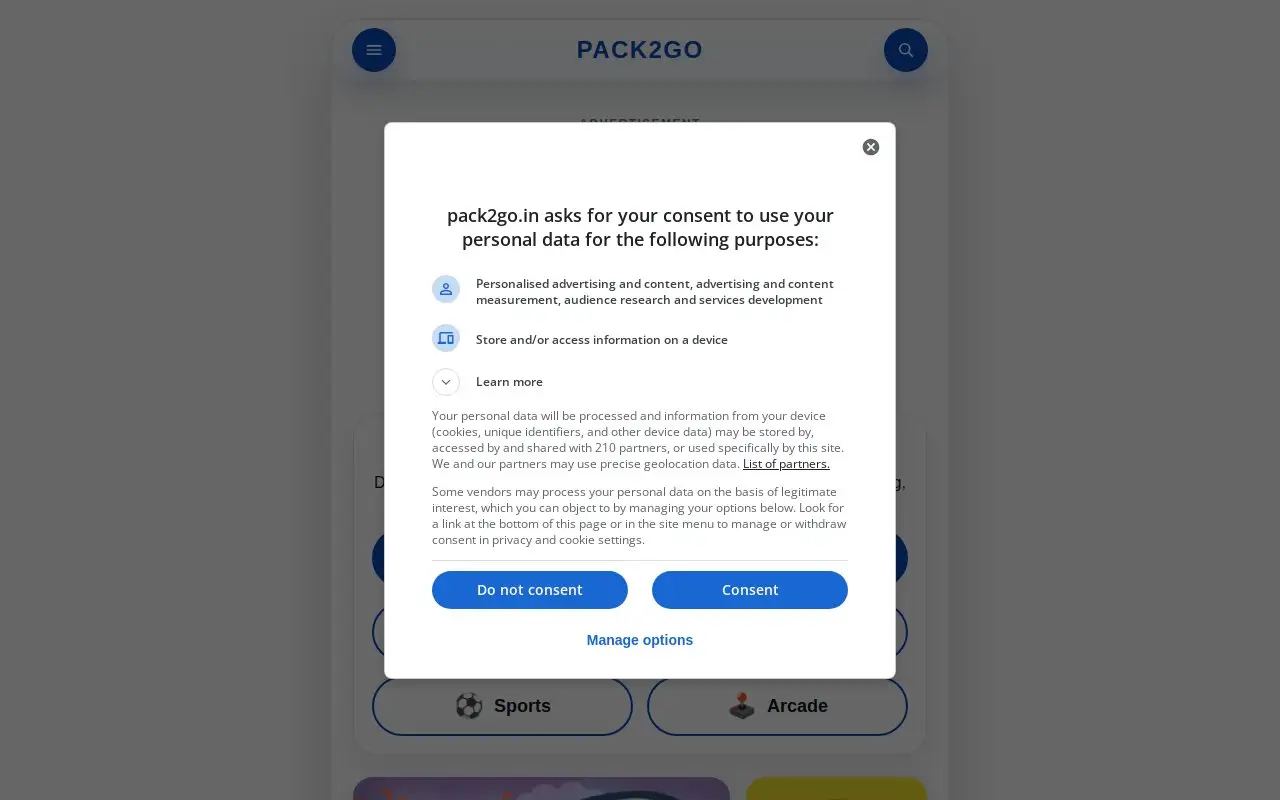 Landing page screenshot