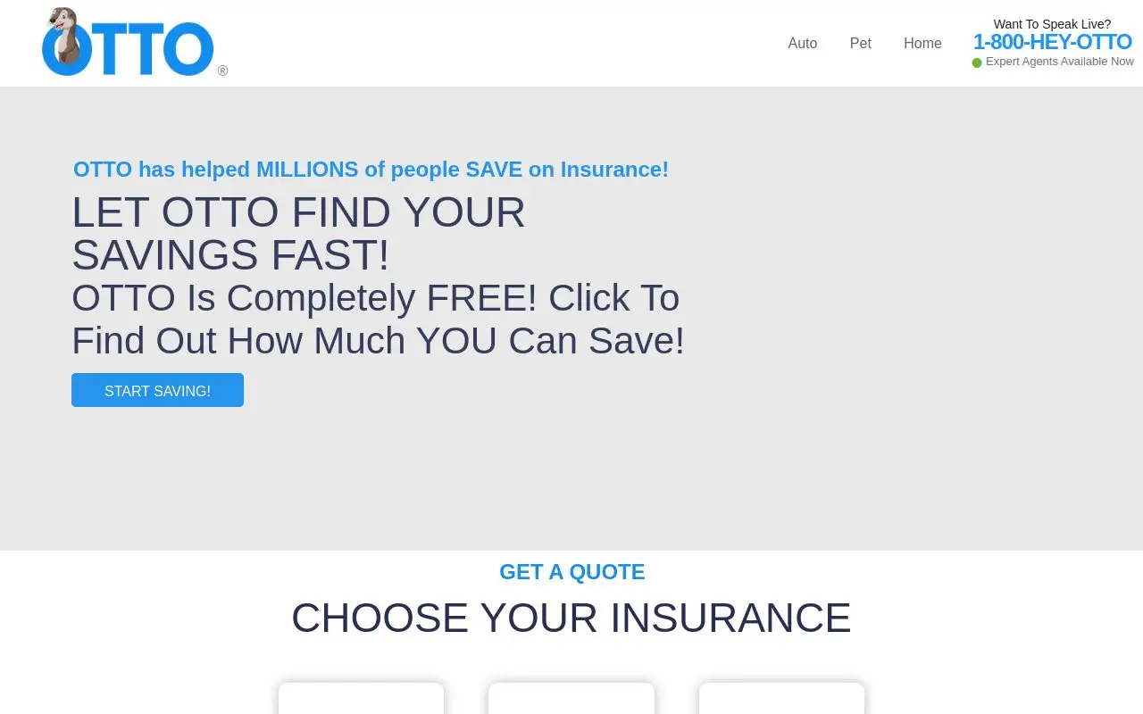 Landing page screenshot