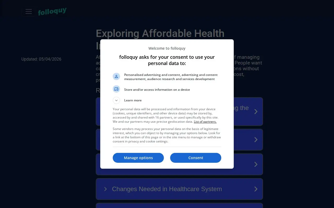 Landing page screenshot