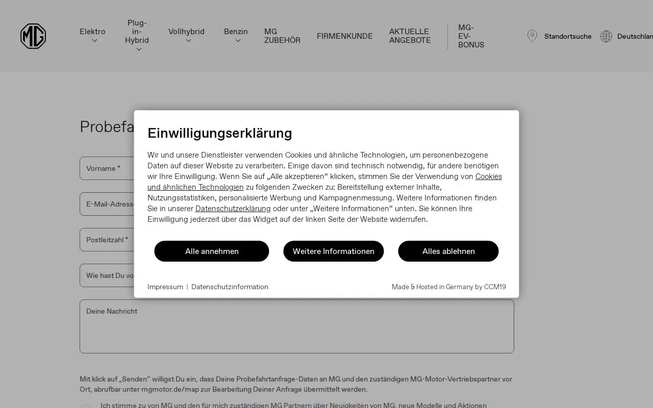 Landing page screenshot