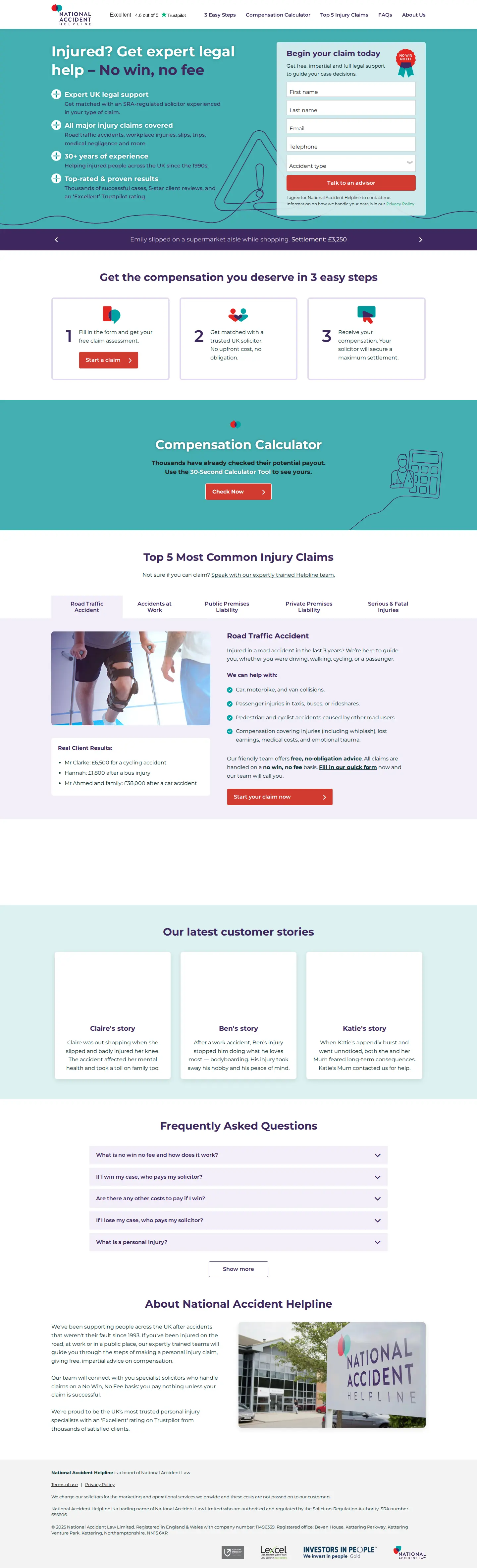 Landing page screenshot