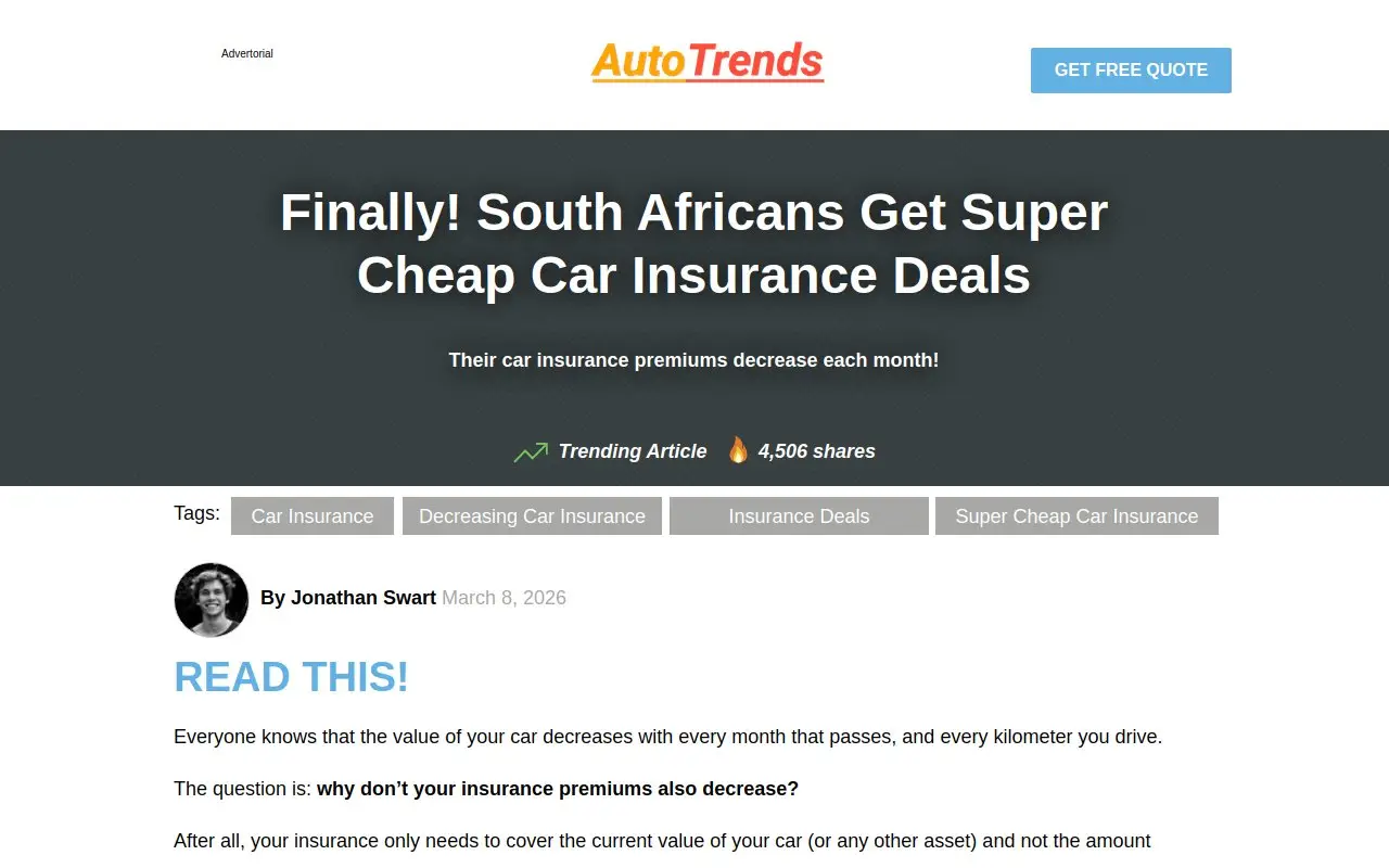 Landing page screenshot