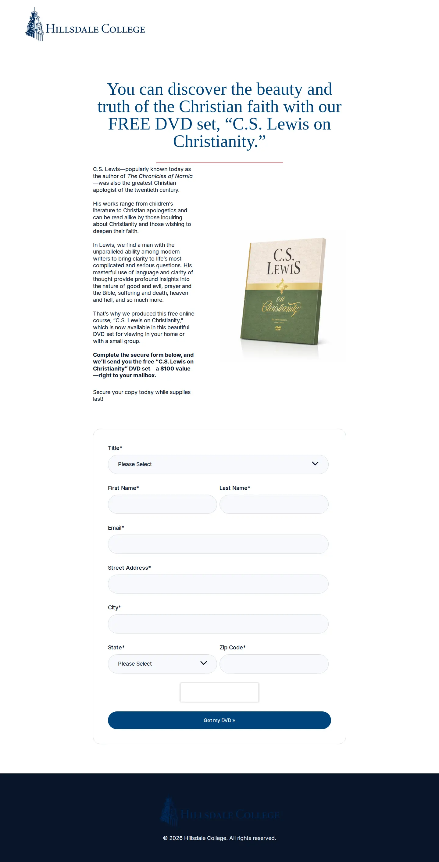 Landing page screenshot