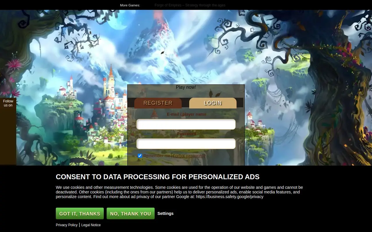 Landing page screenshot
