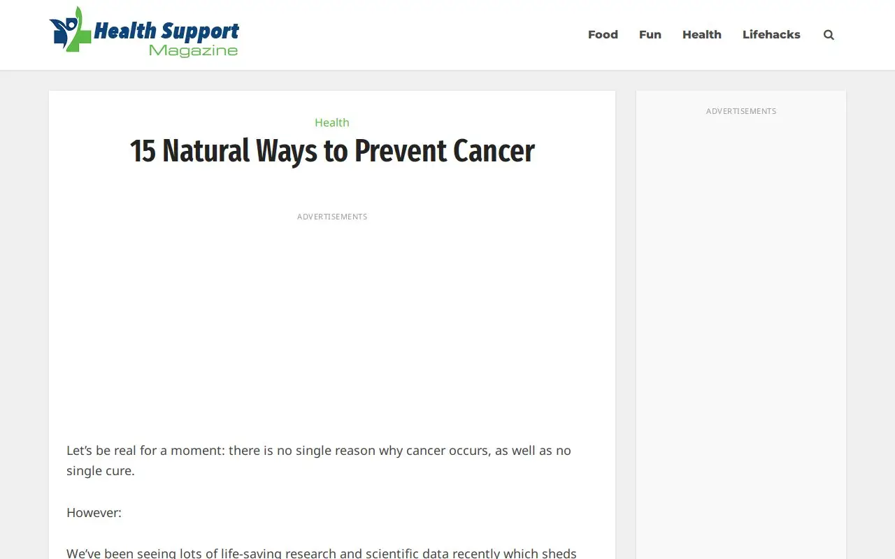 Landing page screenshot
