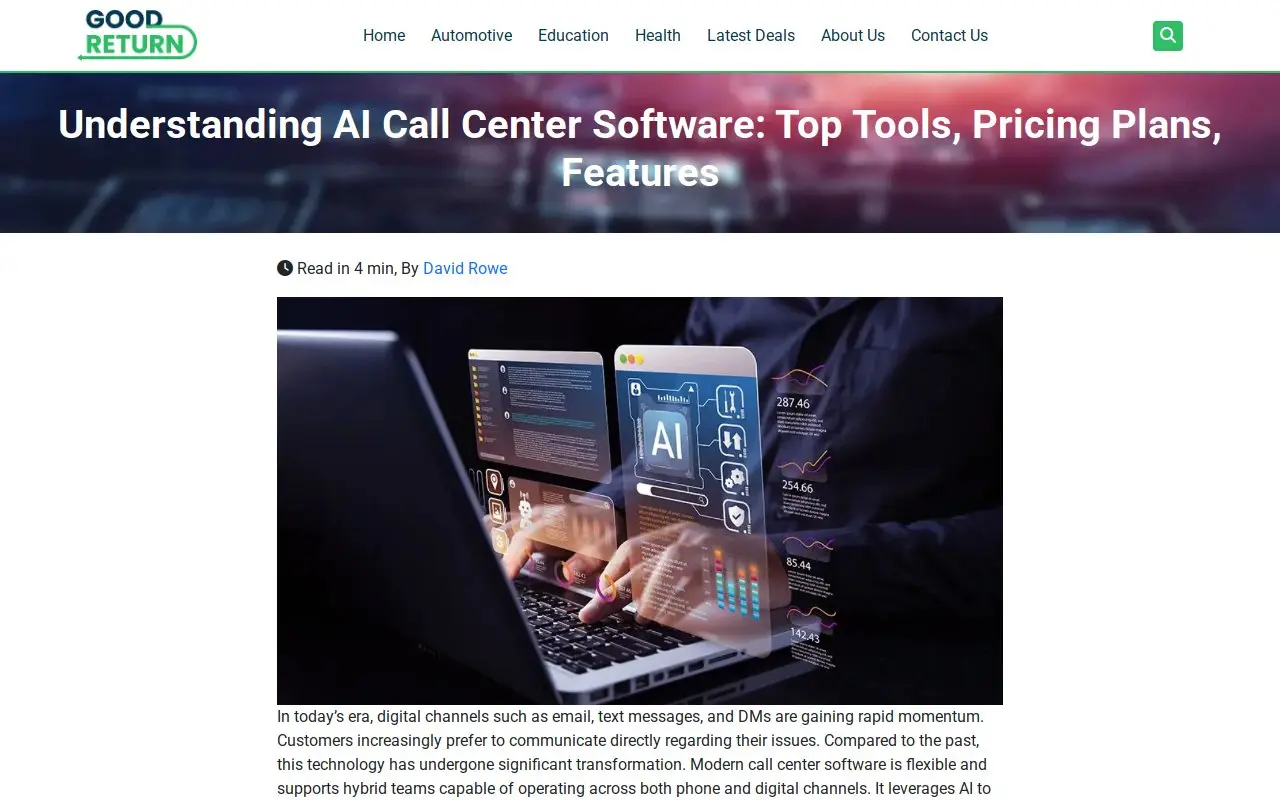 Landing page screenshot
