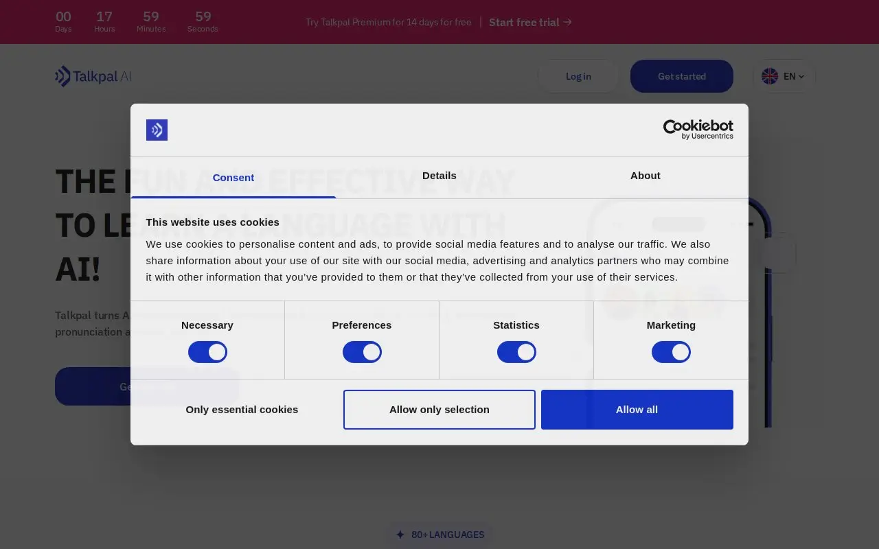 Landing page screenshot