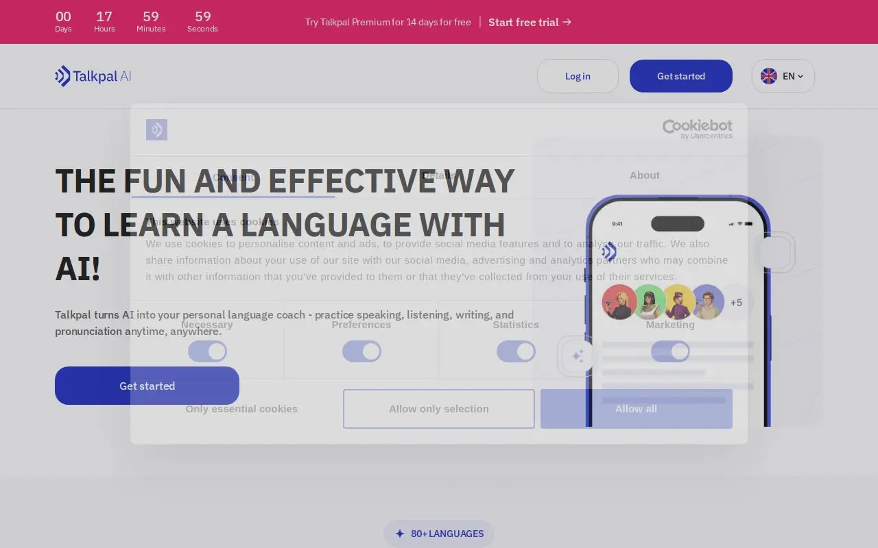 Landing page screenshot