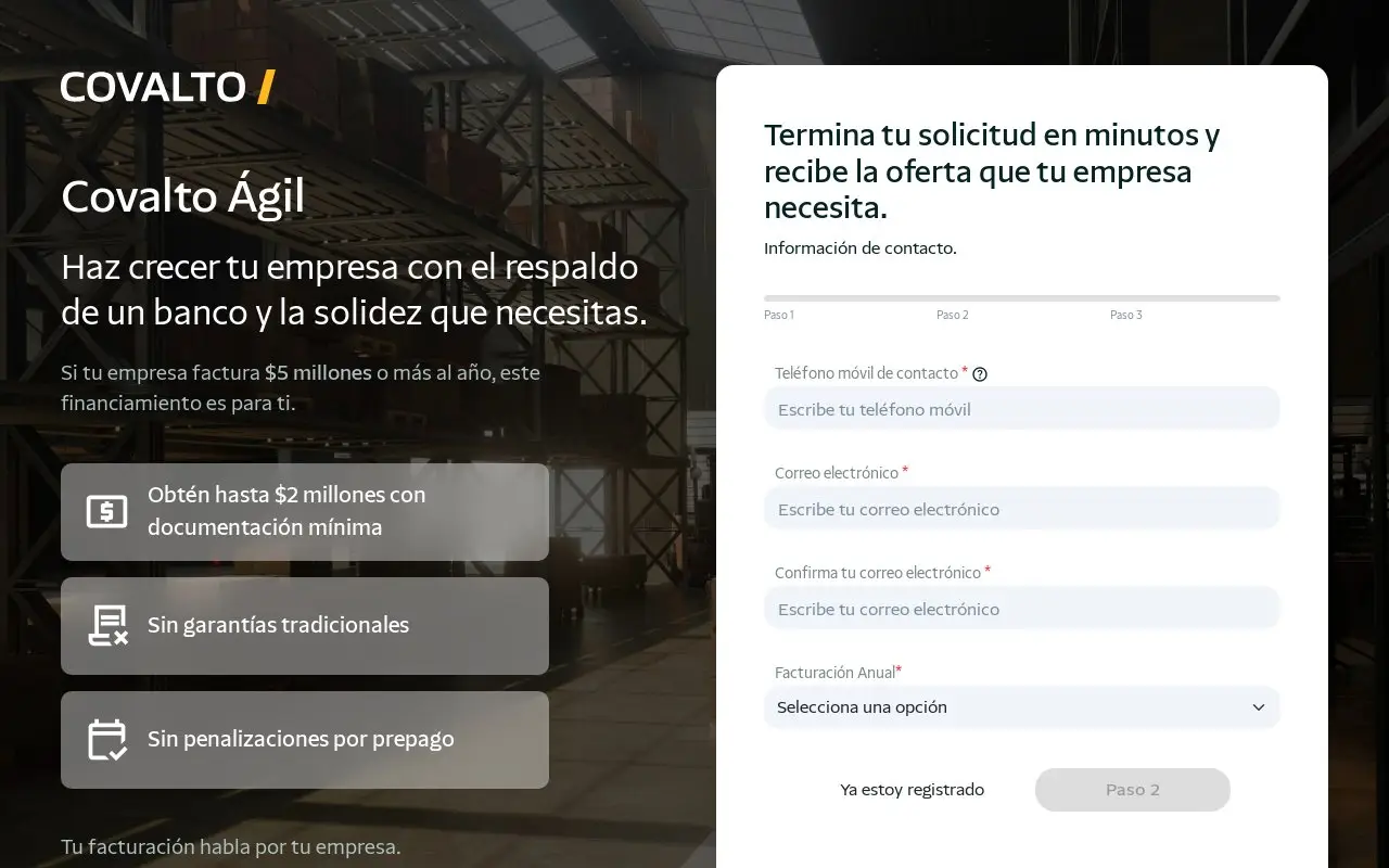 Landing page screenshot