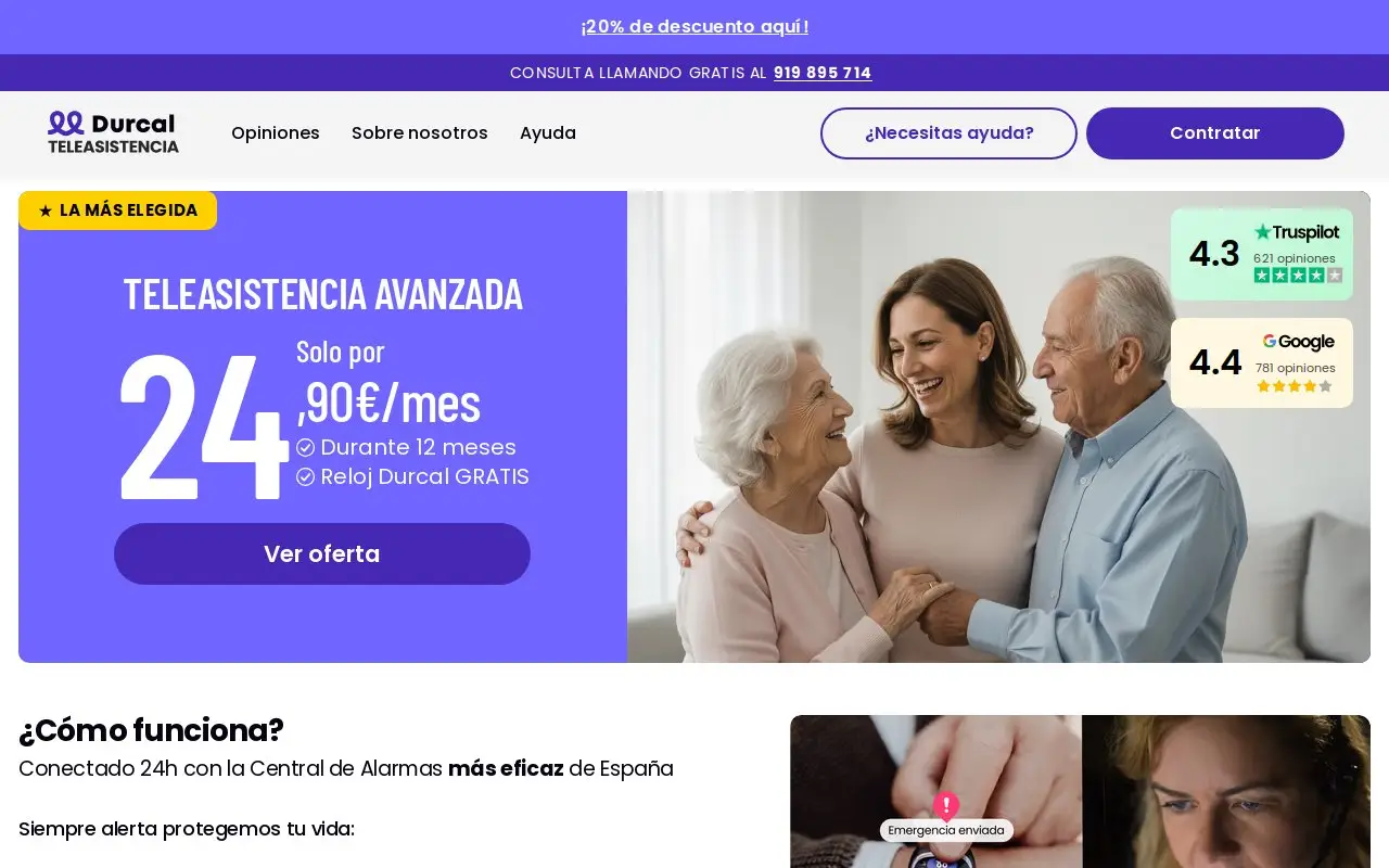 Landing page screenshot