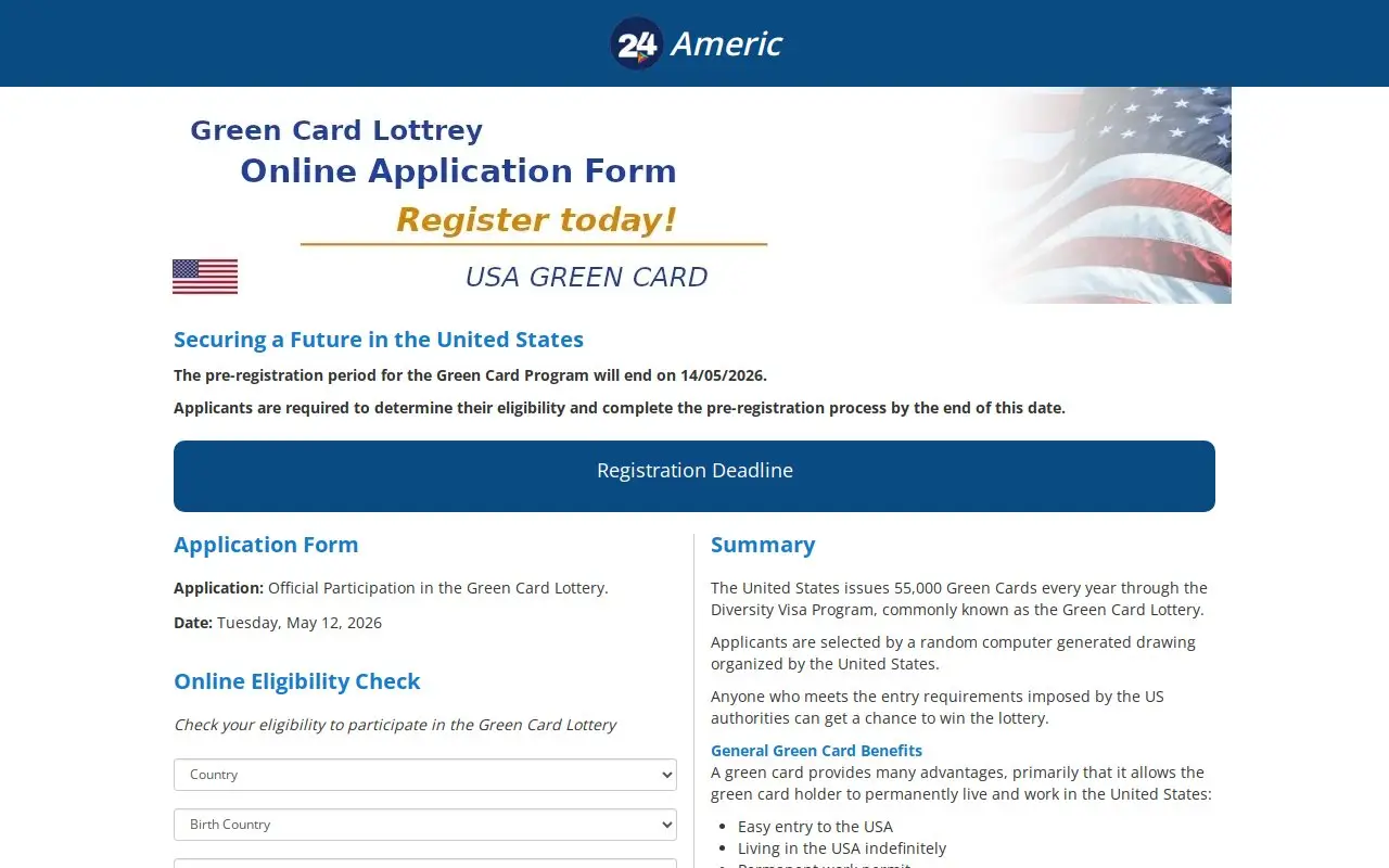 Landing page screenshot