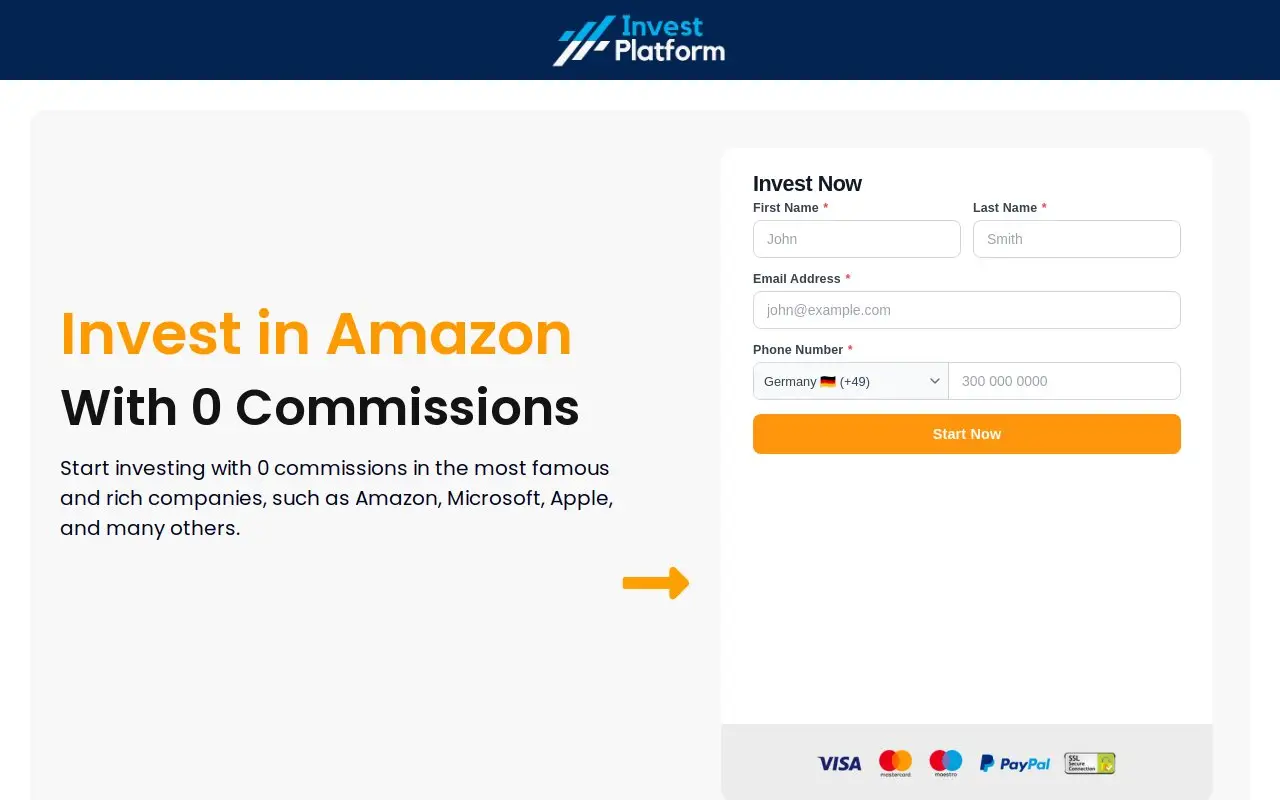 Landing page screenshot