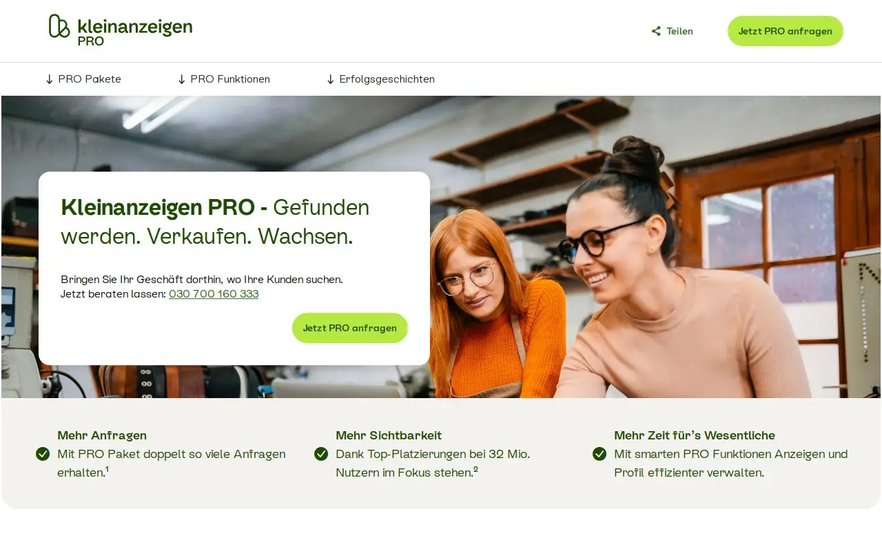 Landing page screenshot