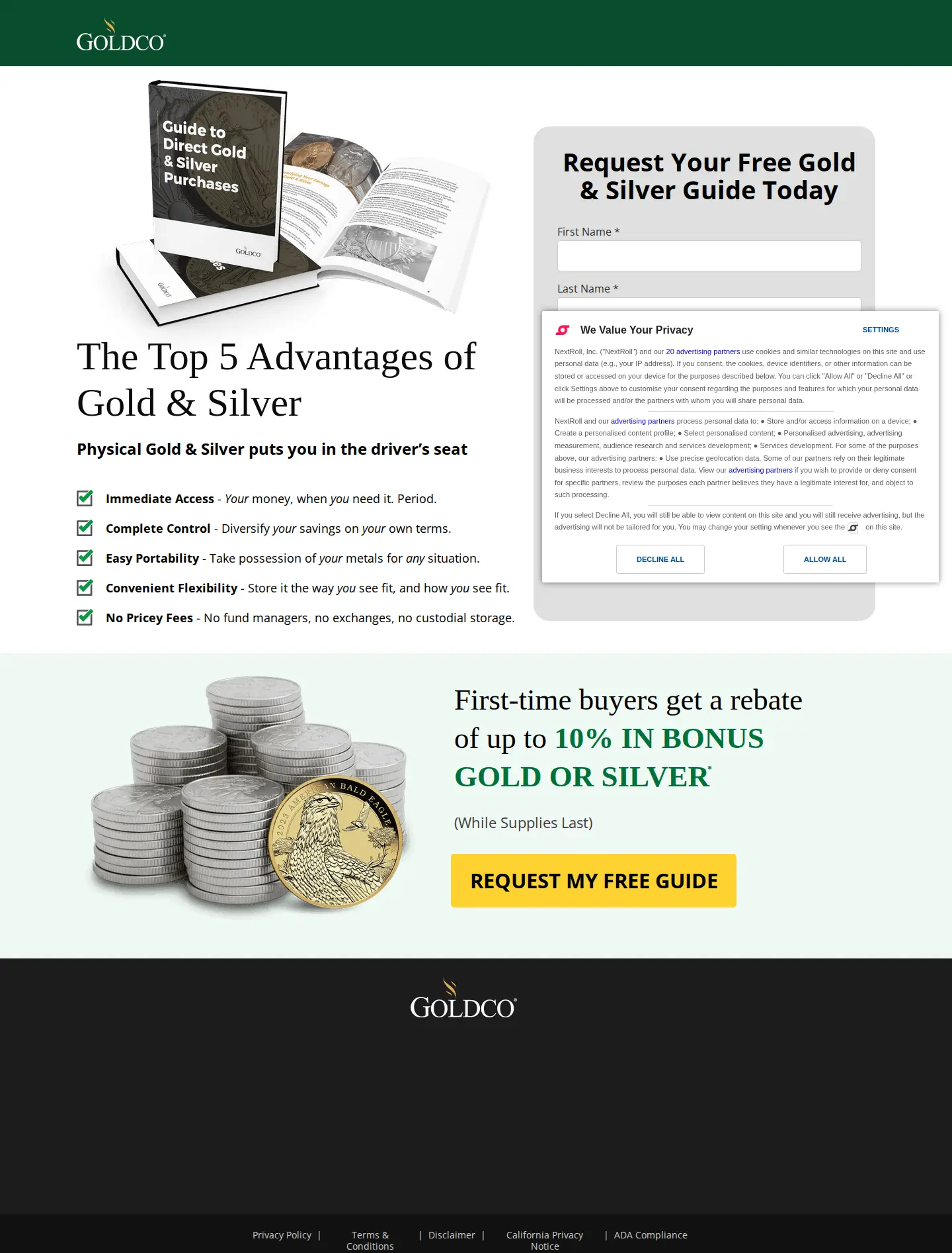Landing page screenshot