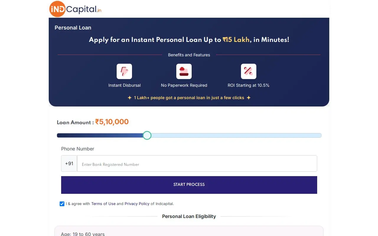 Landing page screenshot