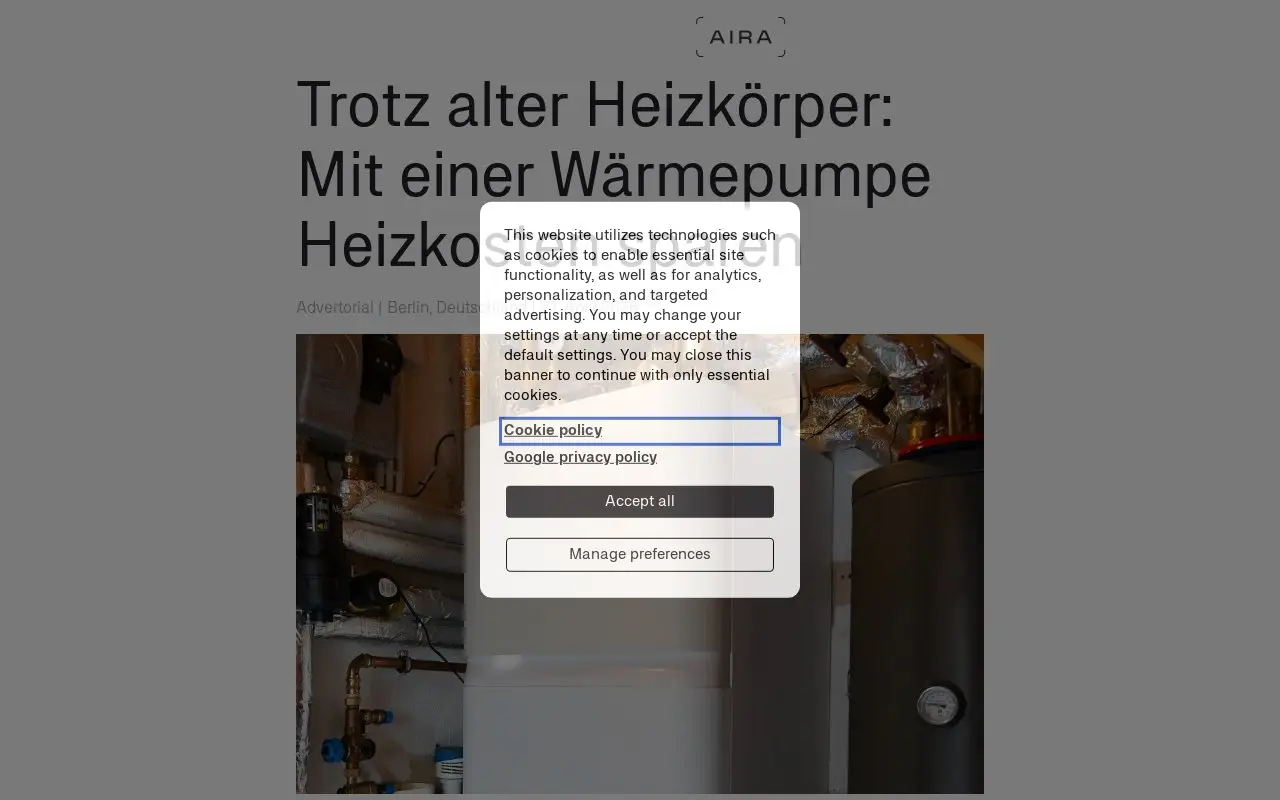 Landing page screenshot