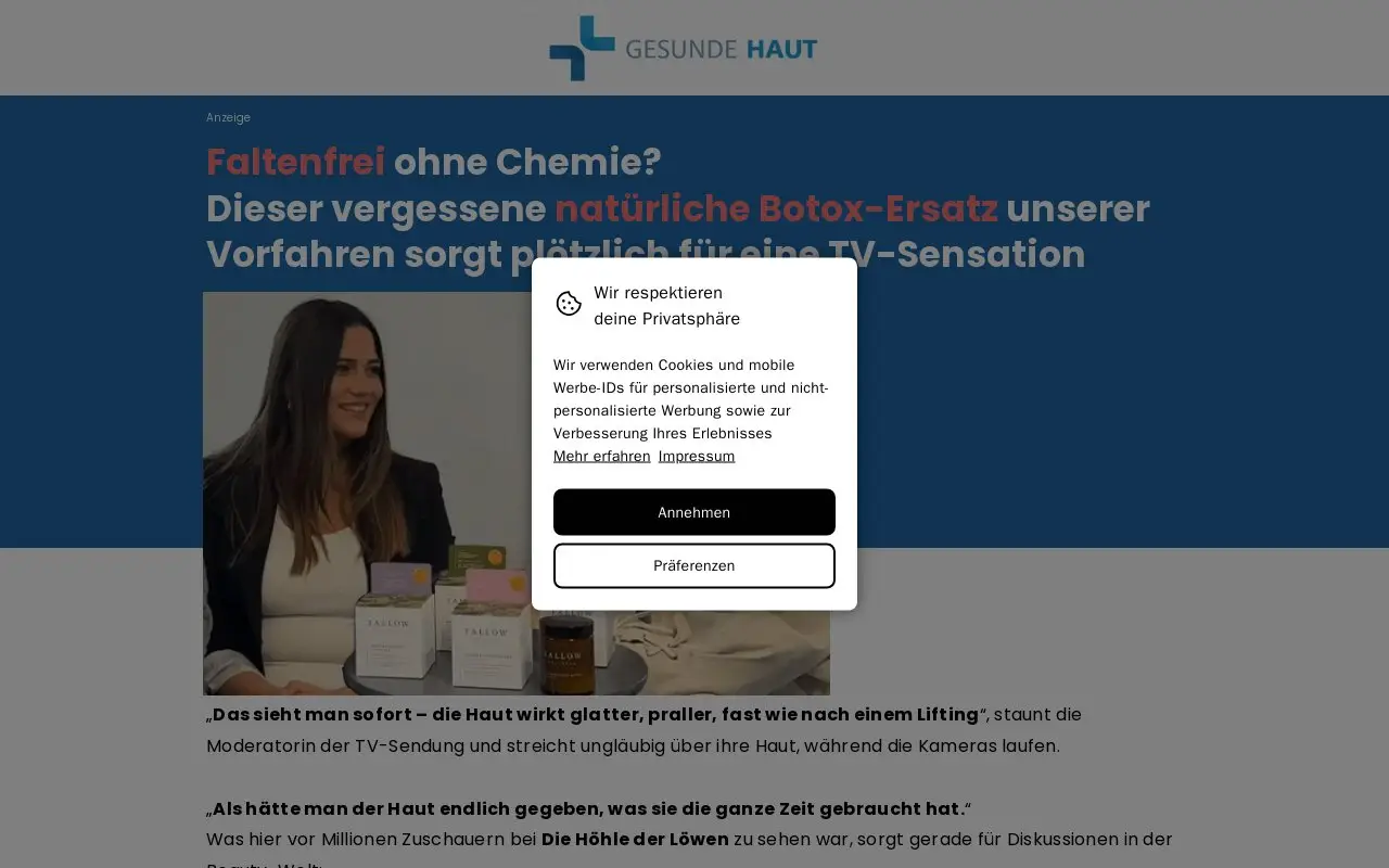 Landing page screenshot