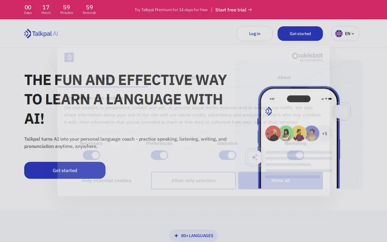 Landing page screenshot