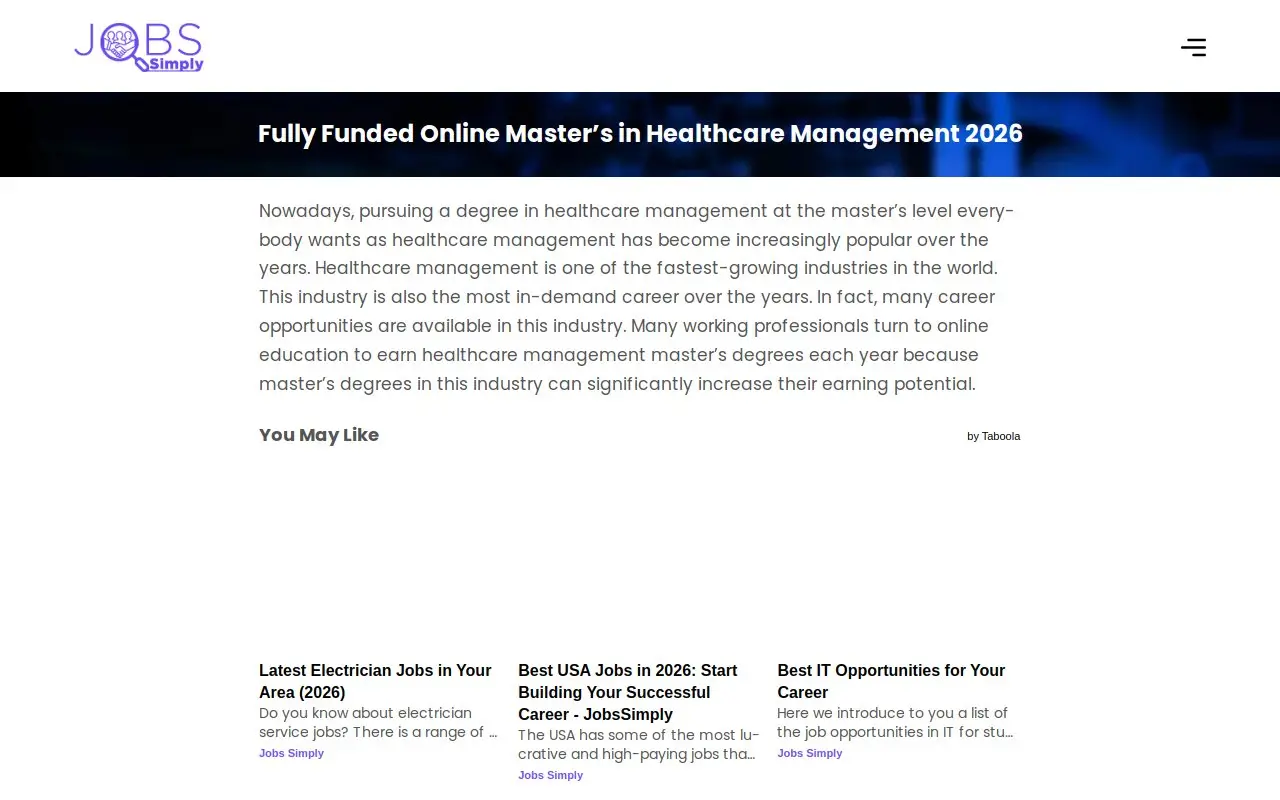 Landing page screenshot