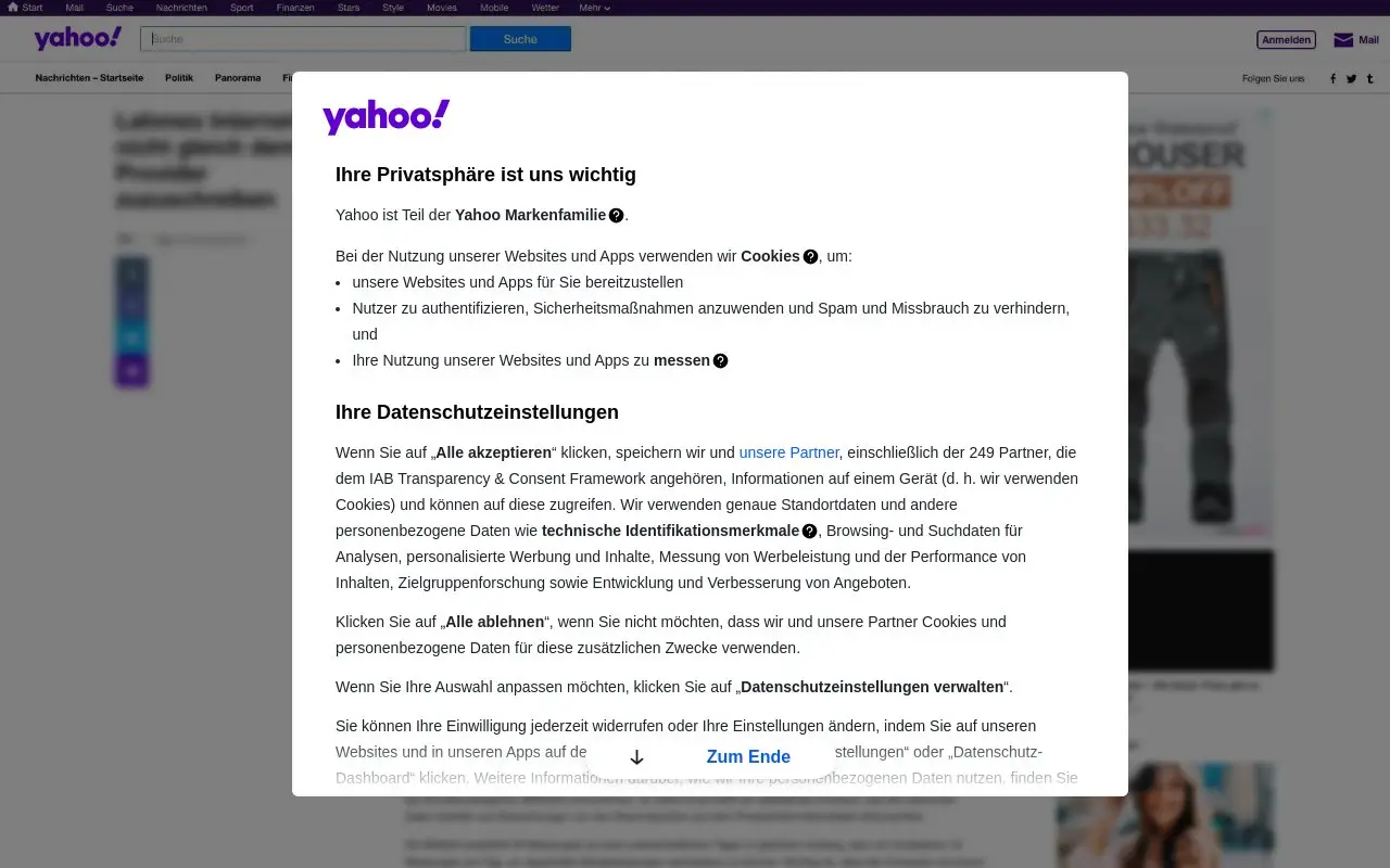 Landing page screenshot
