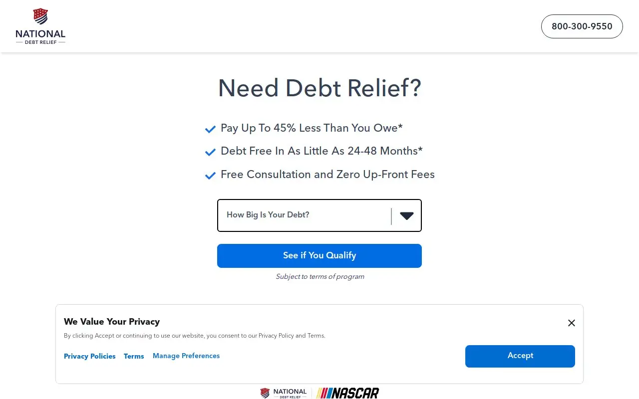 Landing page screenshot