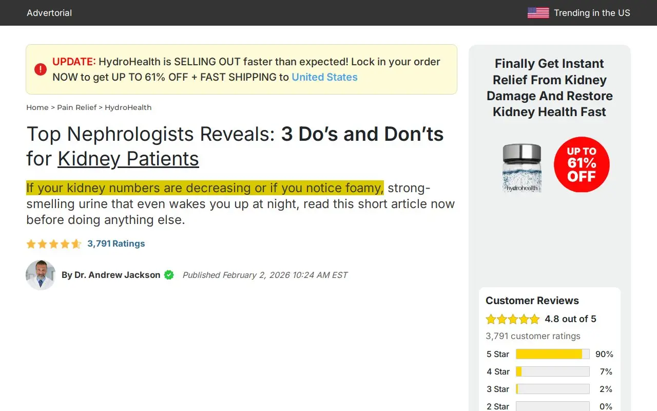 Landing page screenshot