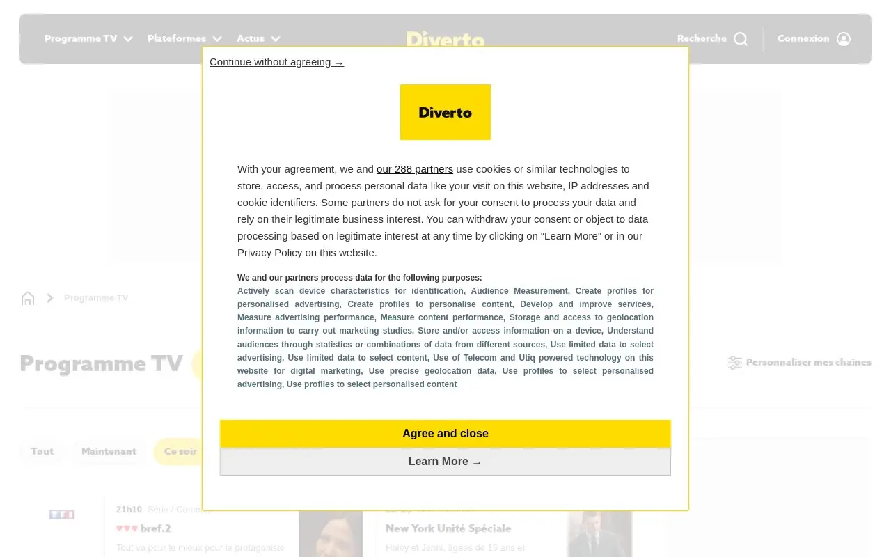 Landing page screenshot