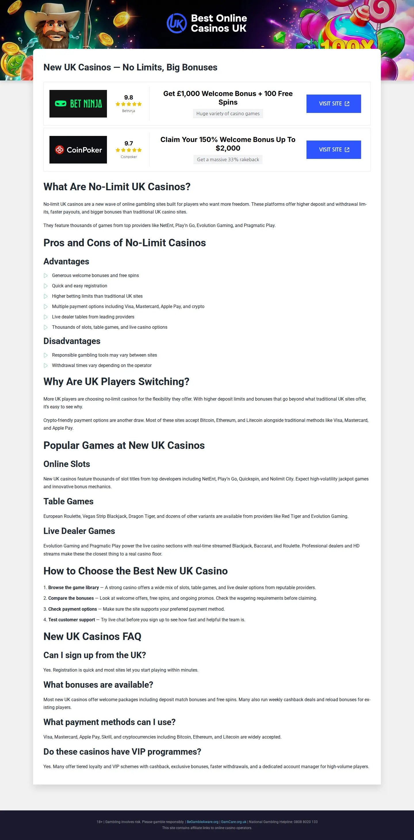 Landing page screenshot