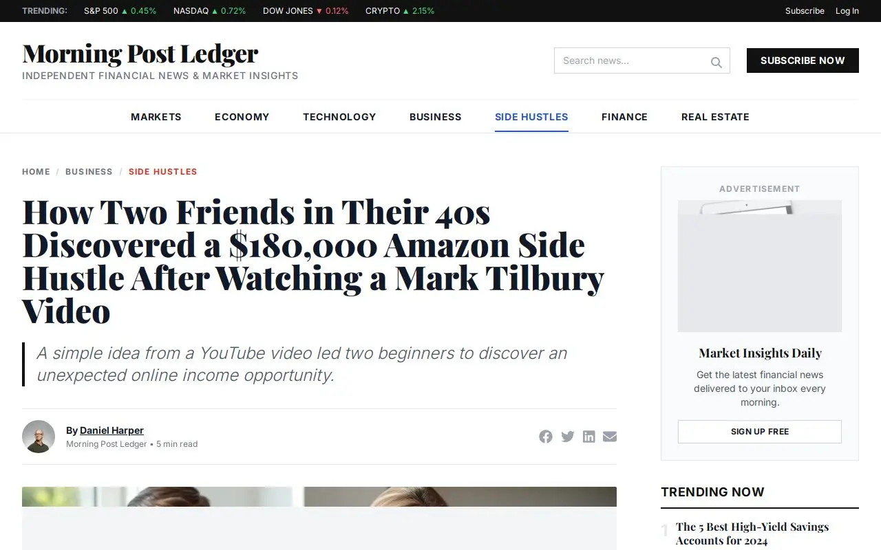 Landing page screenshot