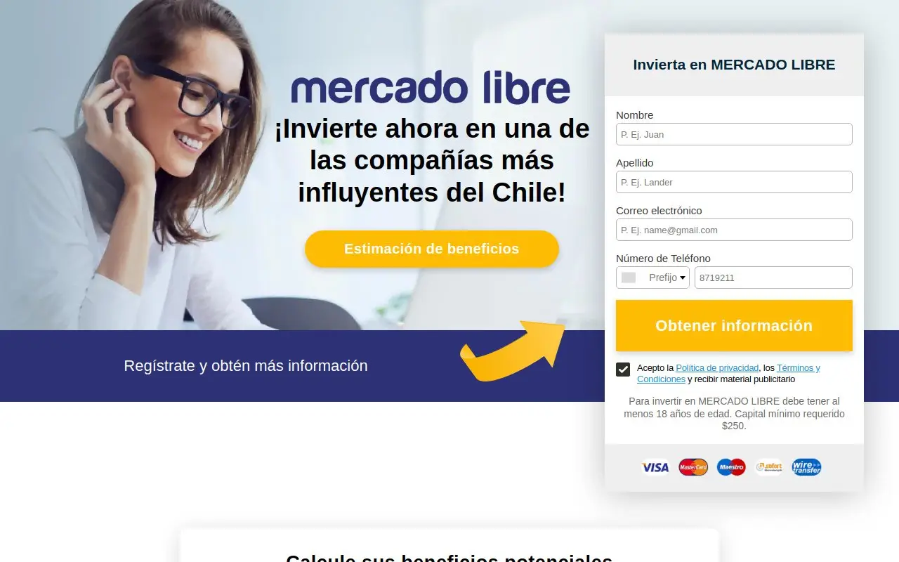 Landing page screenshot