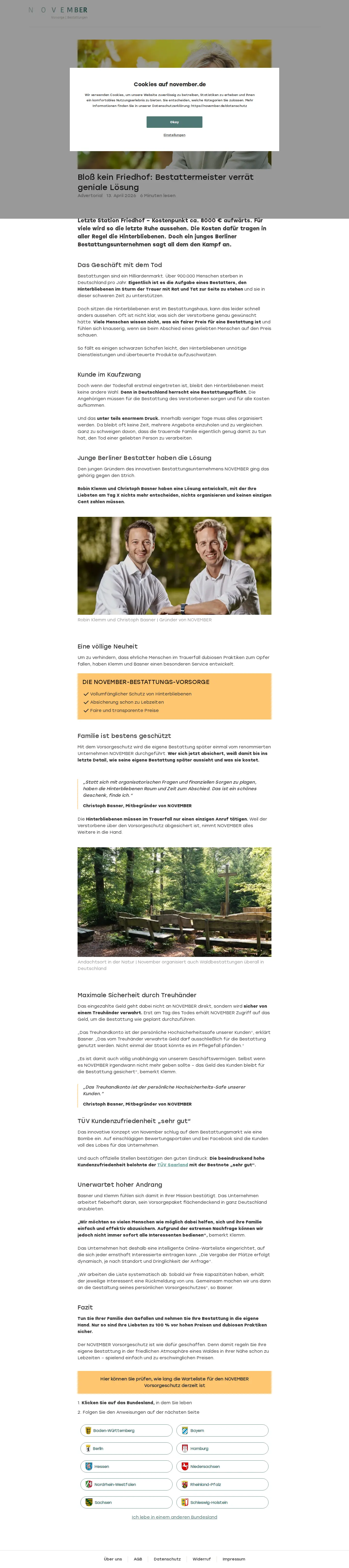 Landing page screenshot