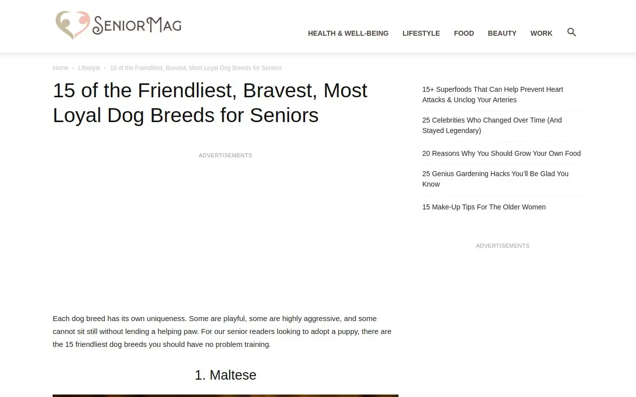 Landing page screenshot