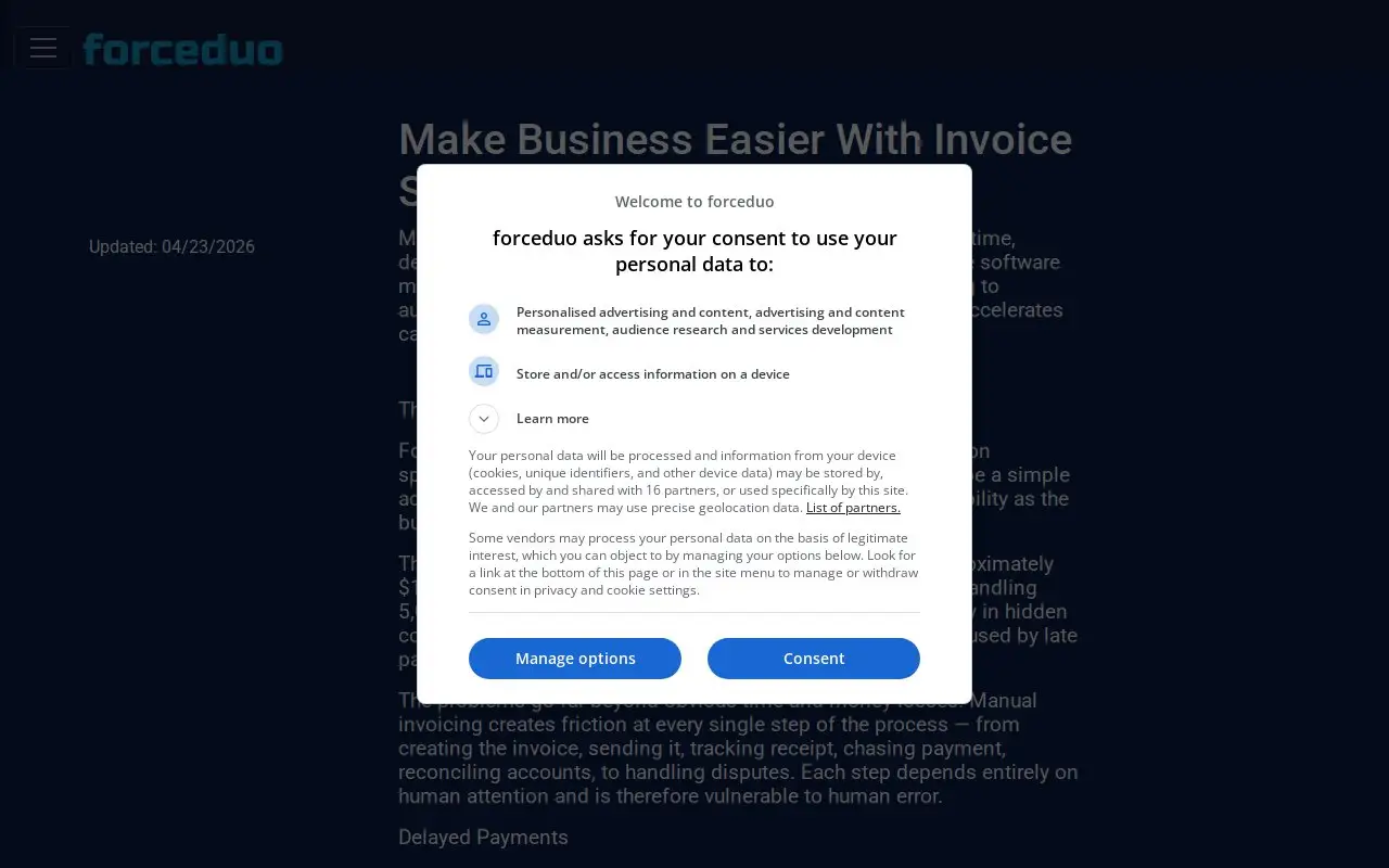 Landing page screenshot
