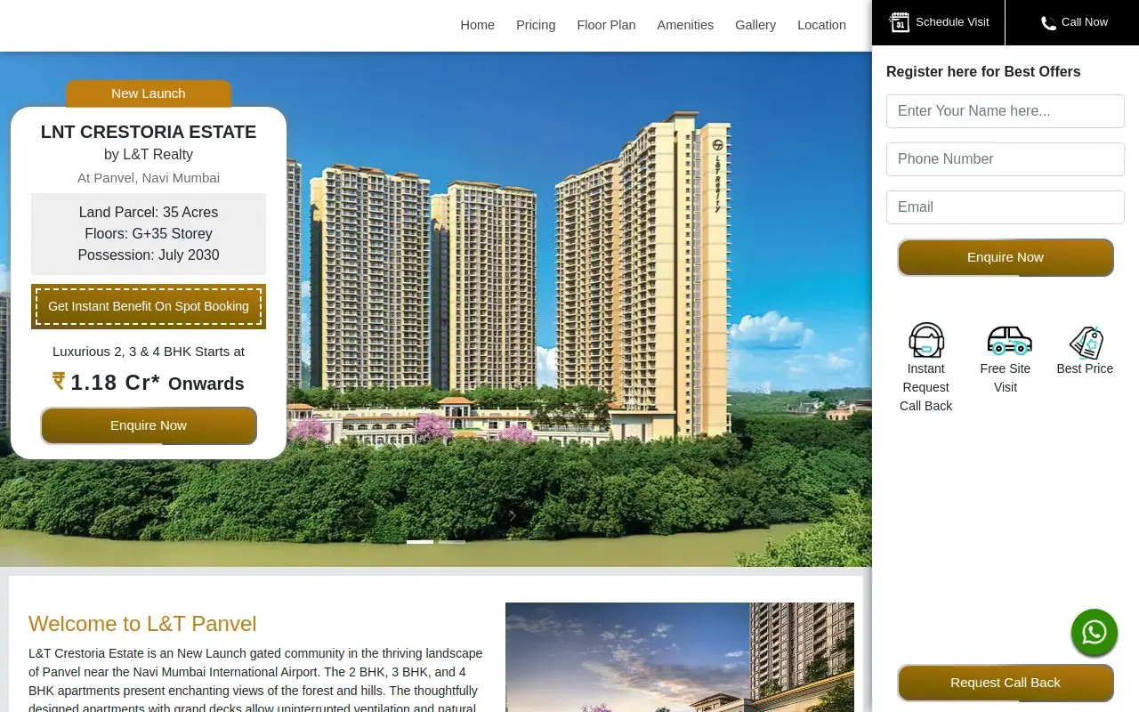 Landing page screenshot