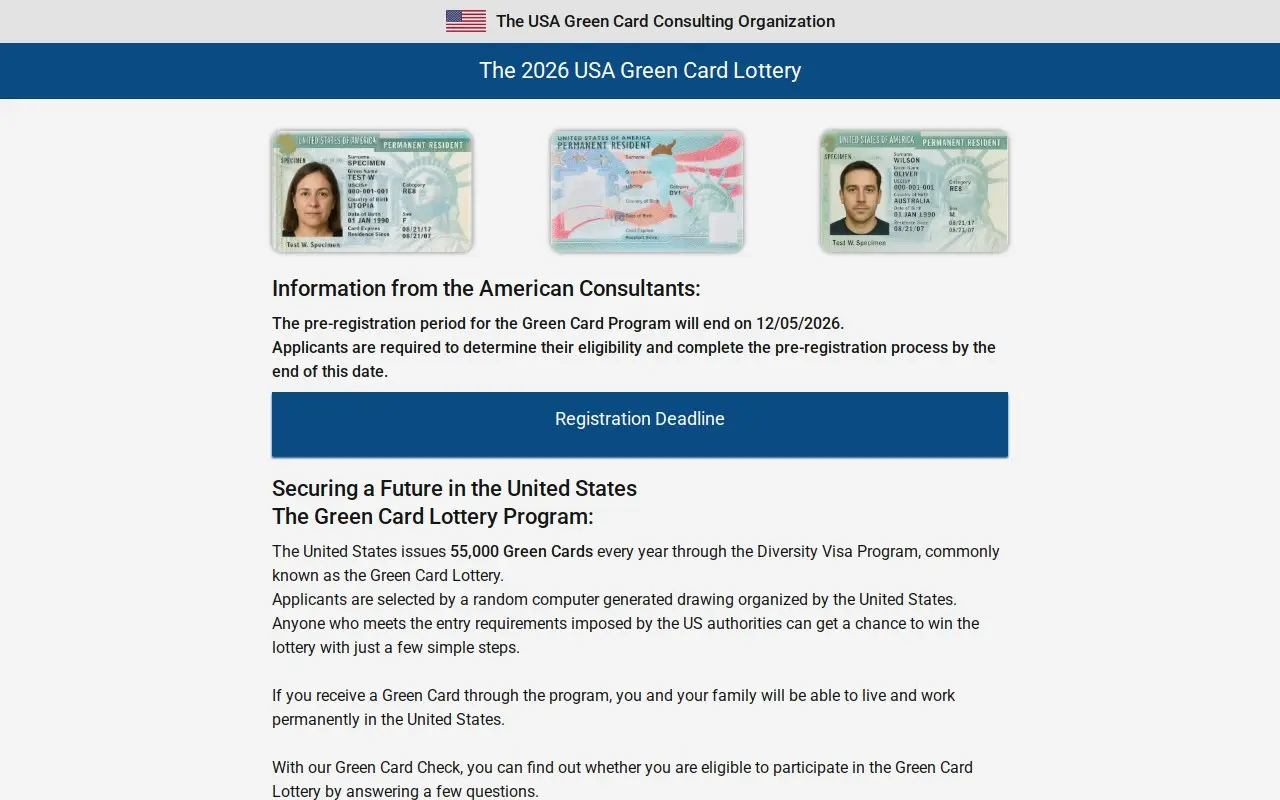 Landing page screenshot