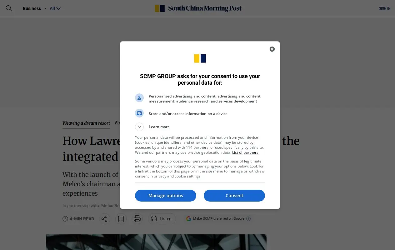 Landing page screenshot